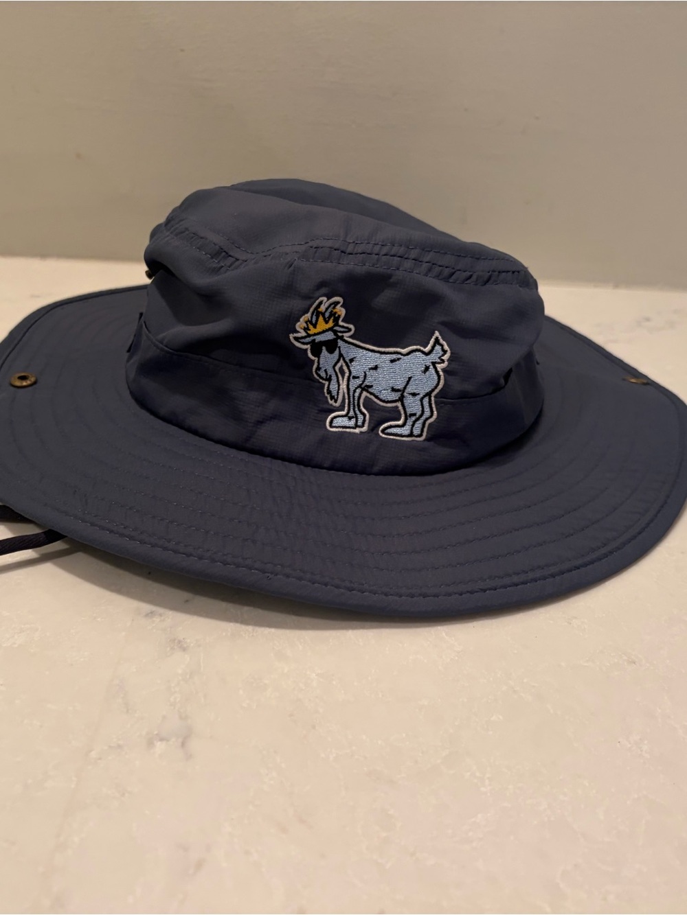 GOAT USA Navy Blue Bucket Hat with Goat Patch and removable straps